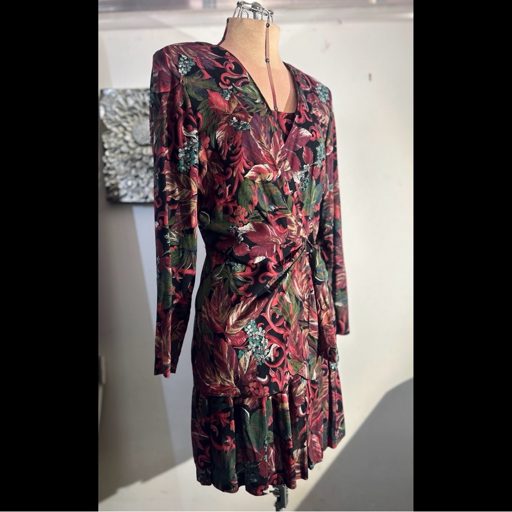 Wrapper brand vintage 80s three-piece floral Long Sleeve skirt set - size XS
